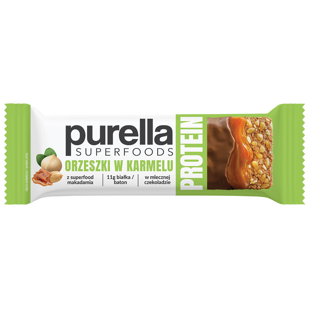 Purella Superfoods Protein bar baton proteinowy orzeszki w karmelu 45g 