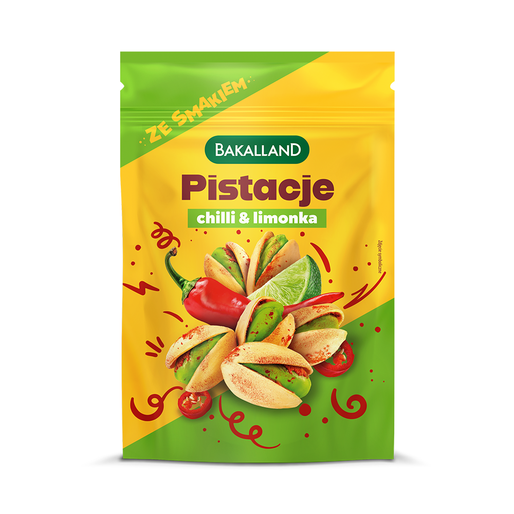 BAKALLAND Pistacje prażone Chili Limonka 70g Chilli&Lime