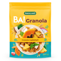 Bakalland BA! Granola 5 owoców tropikalnych 300 g pełnoziarnista chrupiąca premium