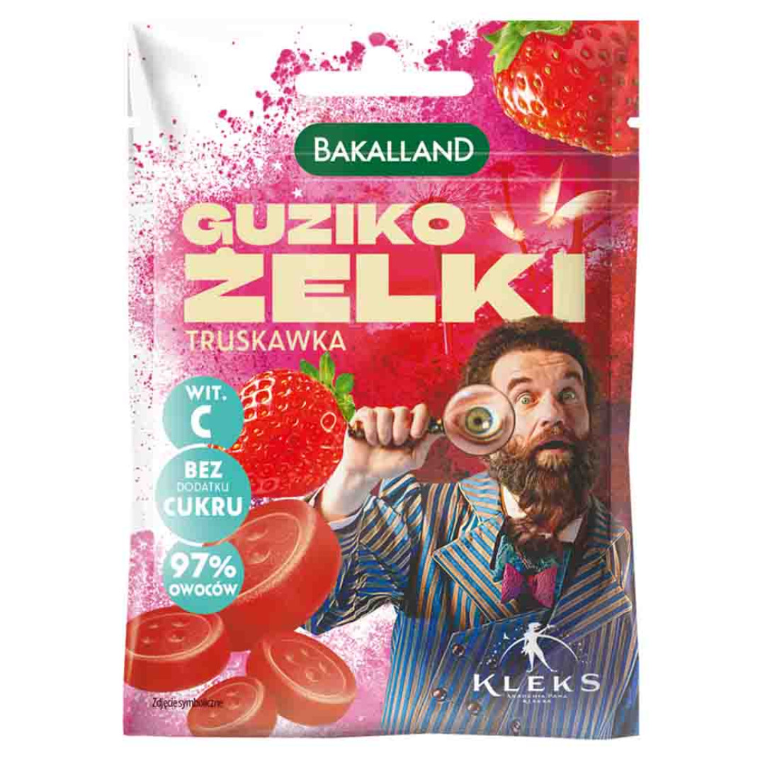 Bakalland KLEKS Guziko żelki truskawkowe 34g