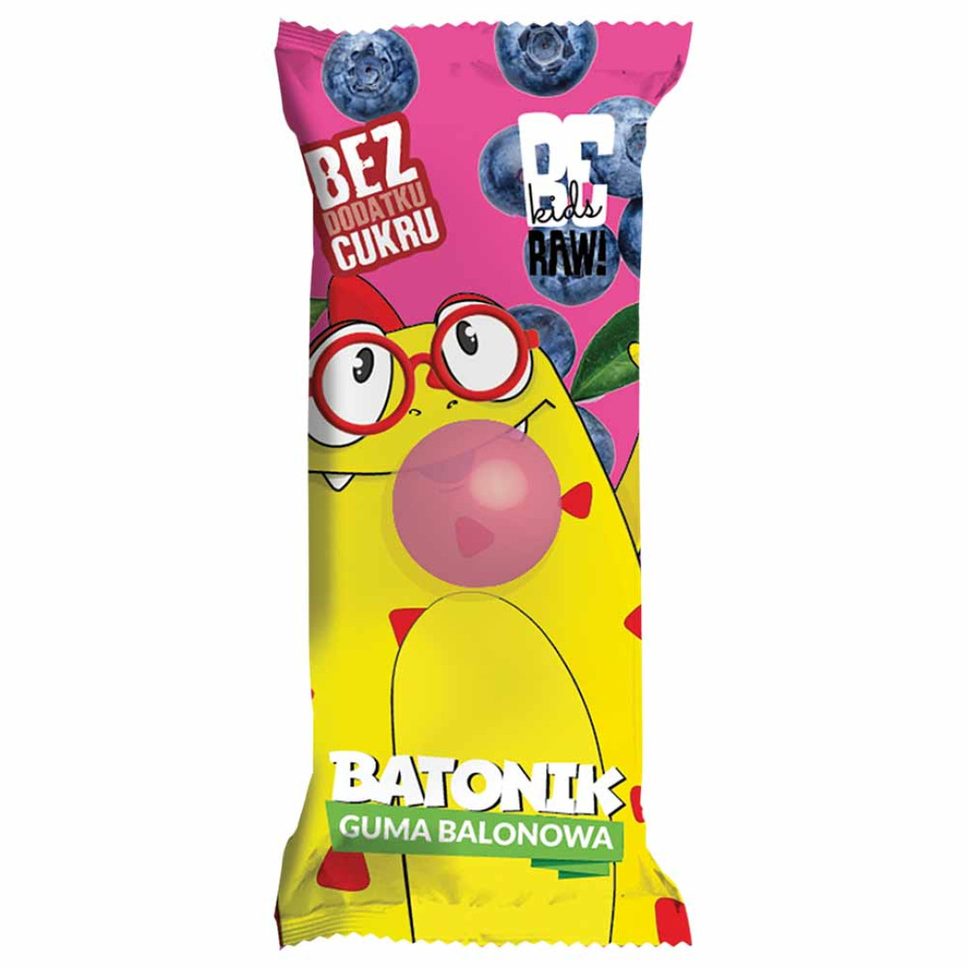 BeRAW! Kids Baton dla dzieci Guma balonowa bez dodatku cukru 25 g