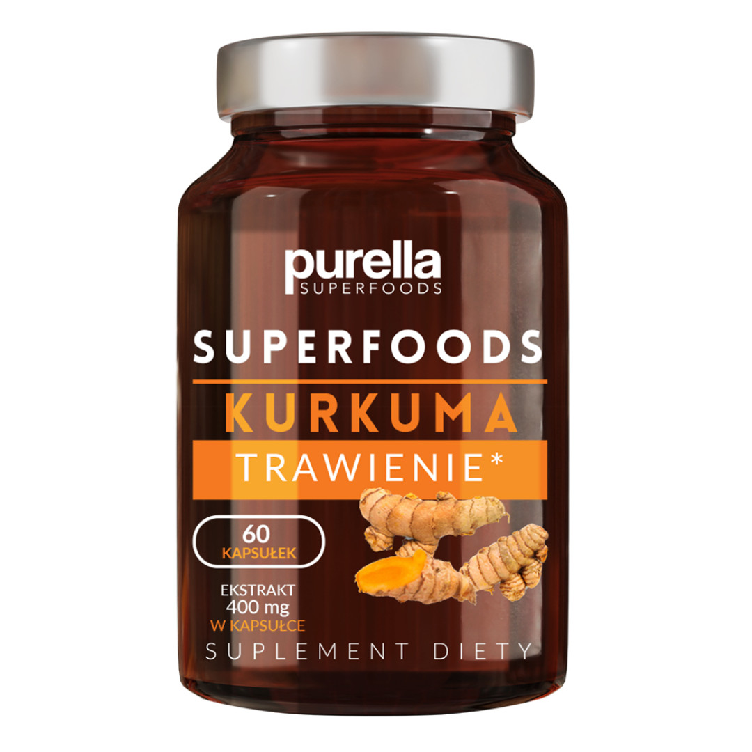 Purella Superfoods Trawienie Kurkuma Suplement diety 30g, 60 kapsułek