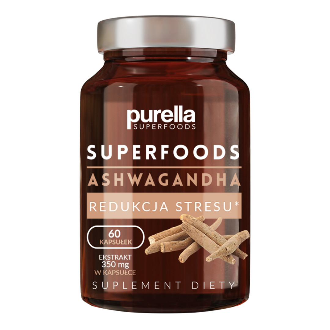 Purella Superfoods Redukcja Stresu Ashwagandha Suplement diety 30g, 60 kapsułek