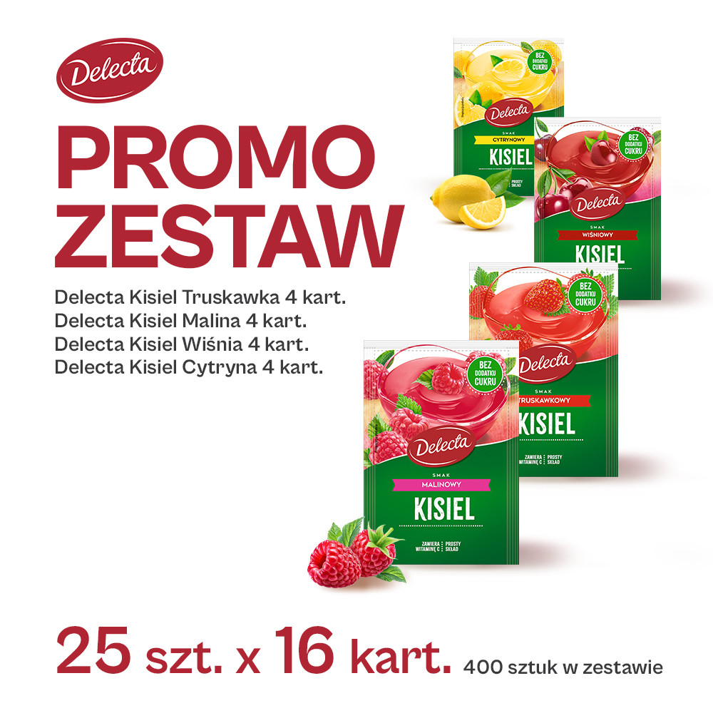 Promo Zestaw - Delecta Kisiele Truskawka, Malina, Wiśnia i Cytryna