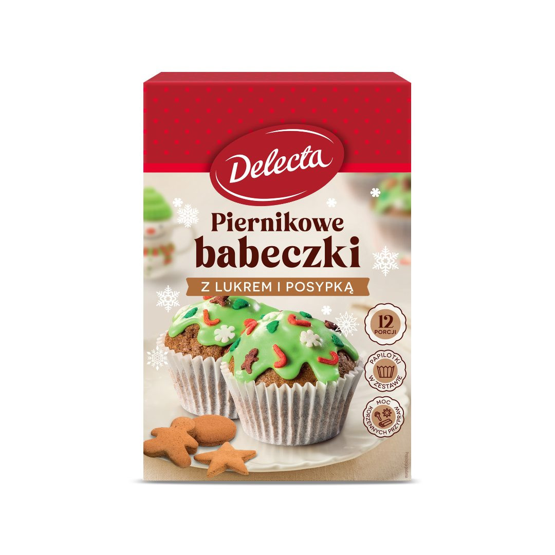 Delecta Babeczki piernikowe z lukrem zielonym i posypką 360g