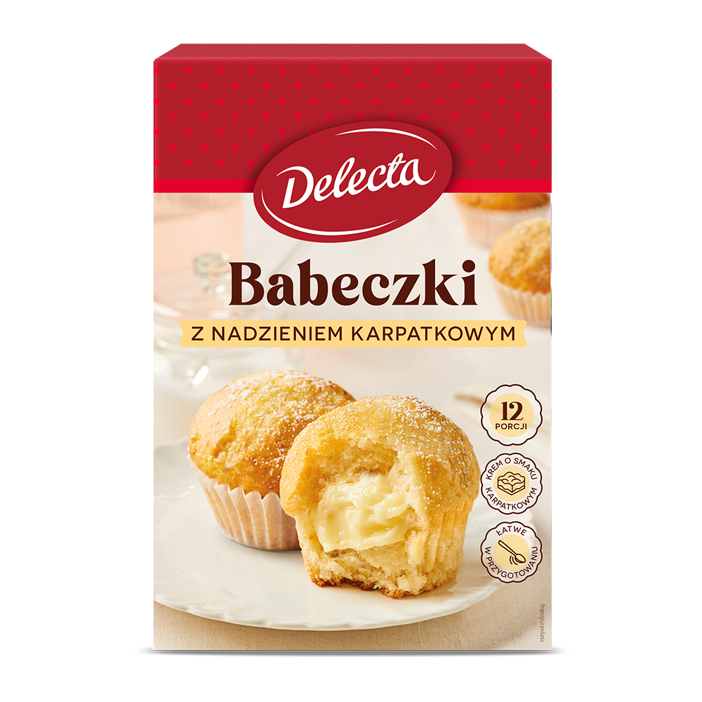 Delecta Babeczki z nadzieniem o smaku kremu Karpatka 320g