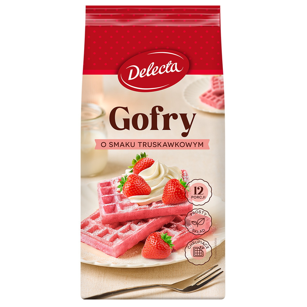 Delecta takie to proste Gofry jak z budki o smaku truskawkowym 340g - nowość