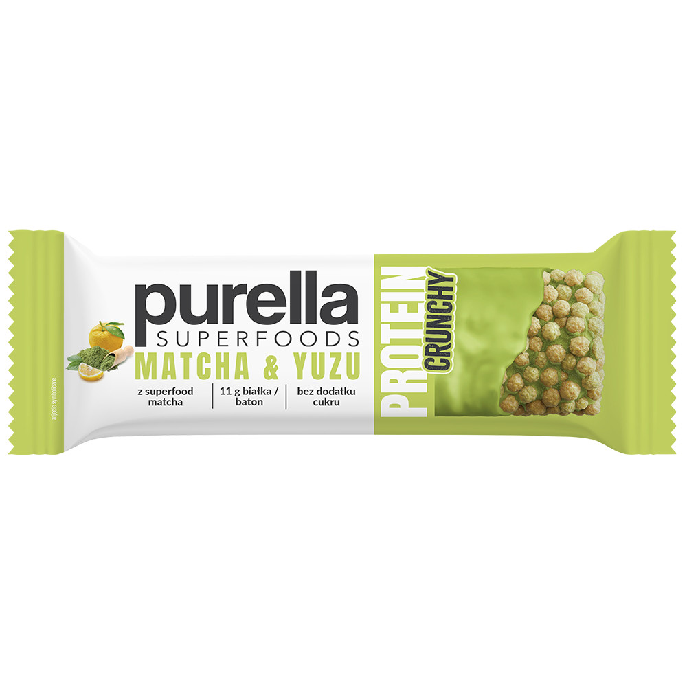 Purella Superfoods Protein bar baton proteinowy niski IG Crunchy Matcha &Yuzu 45g