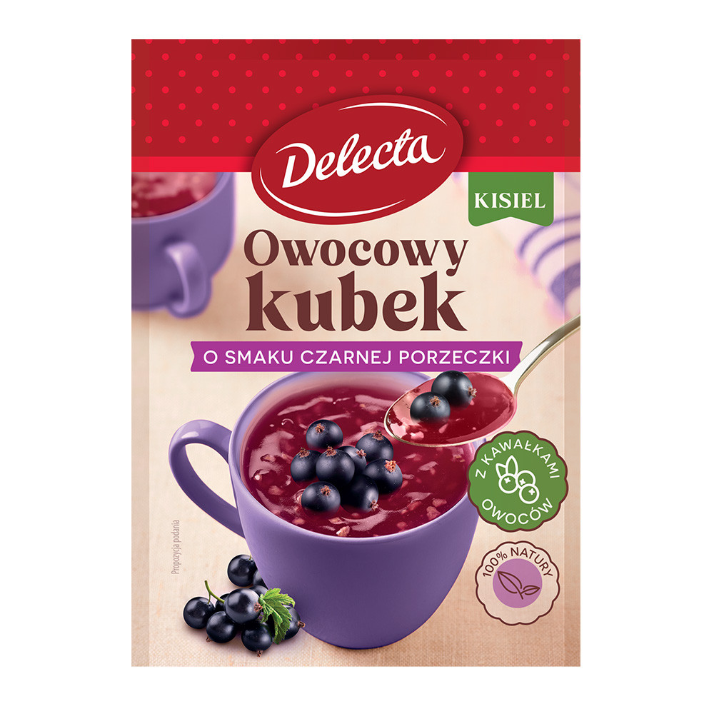 Delecta Owocowy Kubek NATURA Kisiel o sm. czarna porzeczka z kawałkami owoców 30 g