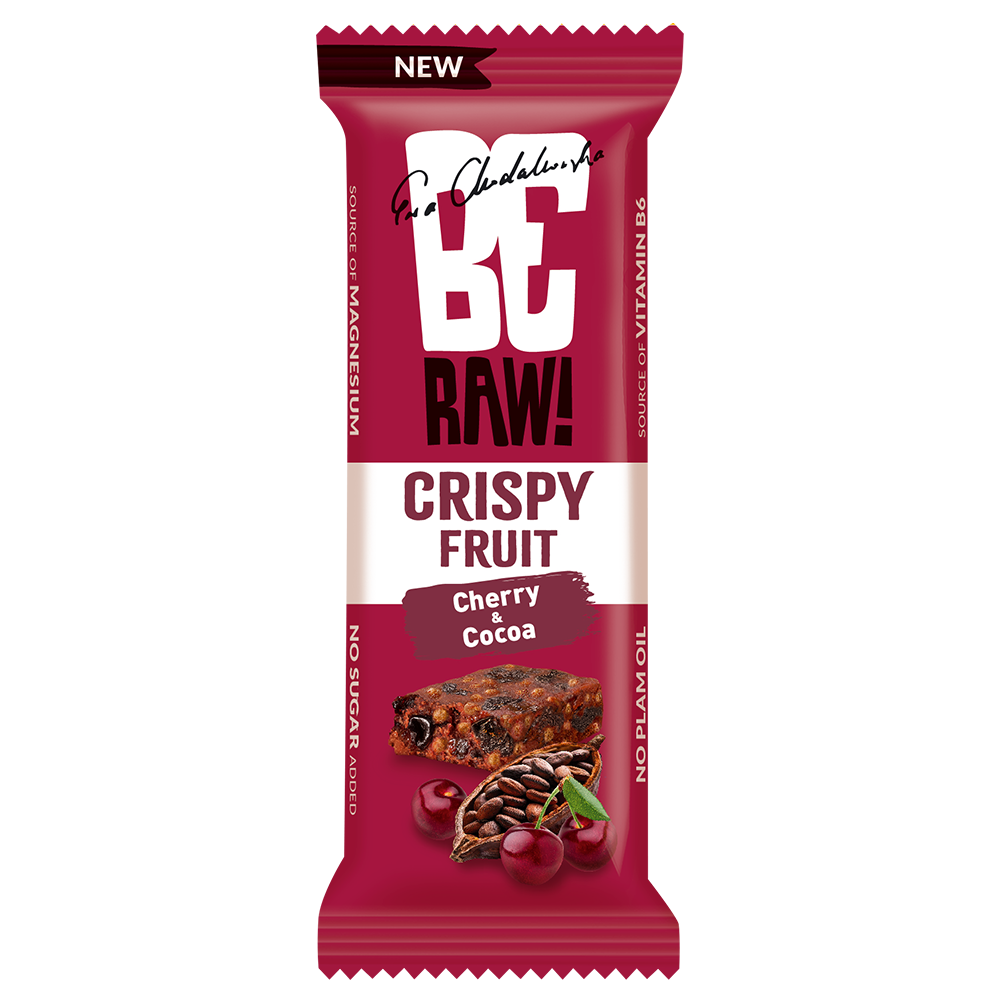 BeRAW! Bar Crispy Fruit Baton owocowy Cherry&Cocoa Wiśnia i Kakao 40g