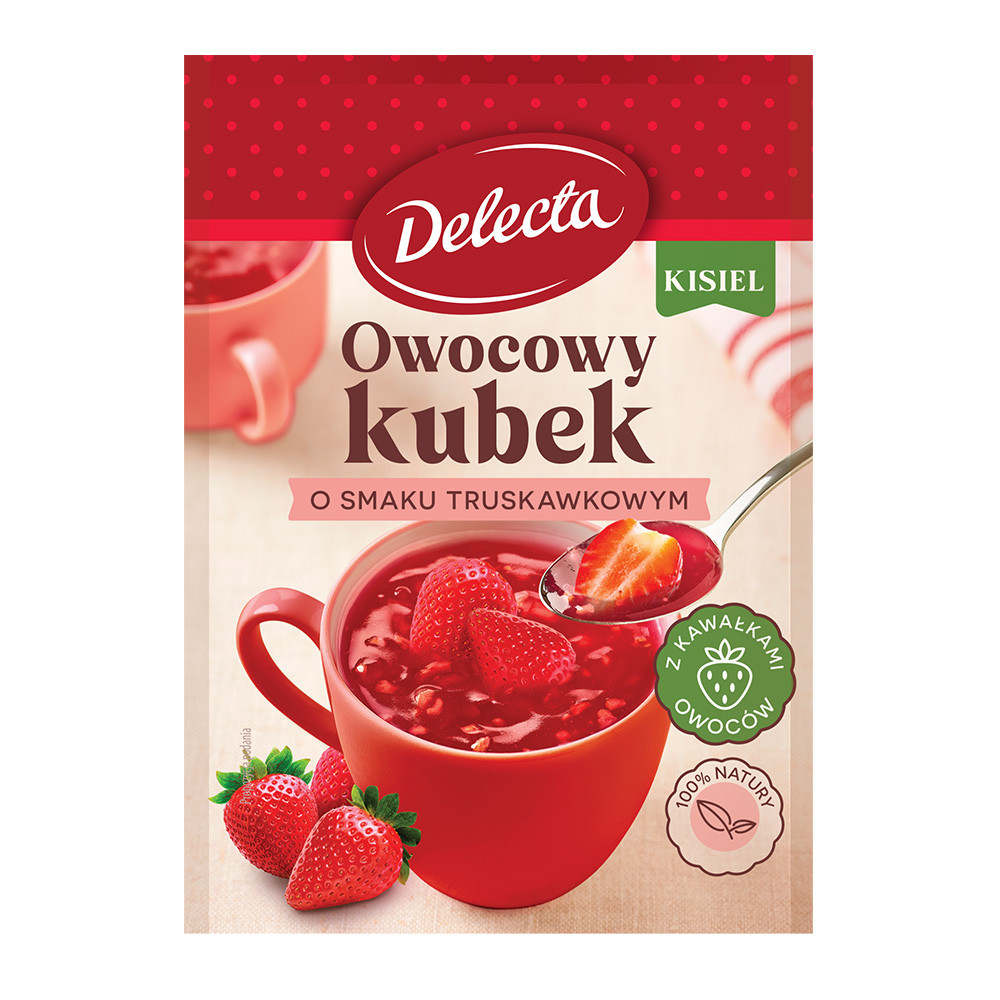 Delecta Owocowy Kubek NATURA Kisiel o sm. truskawkowym z kaw. owoców 30 g