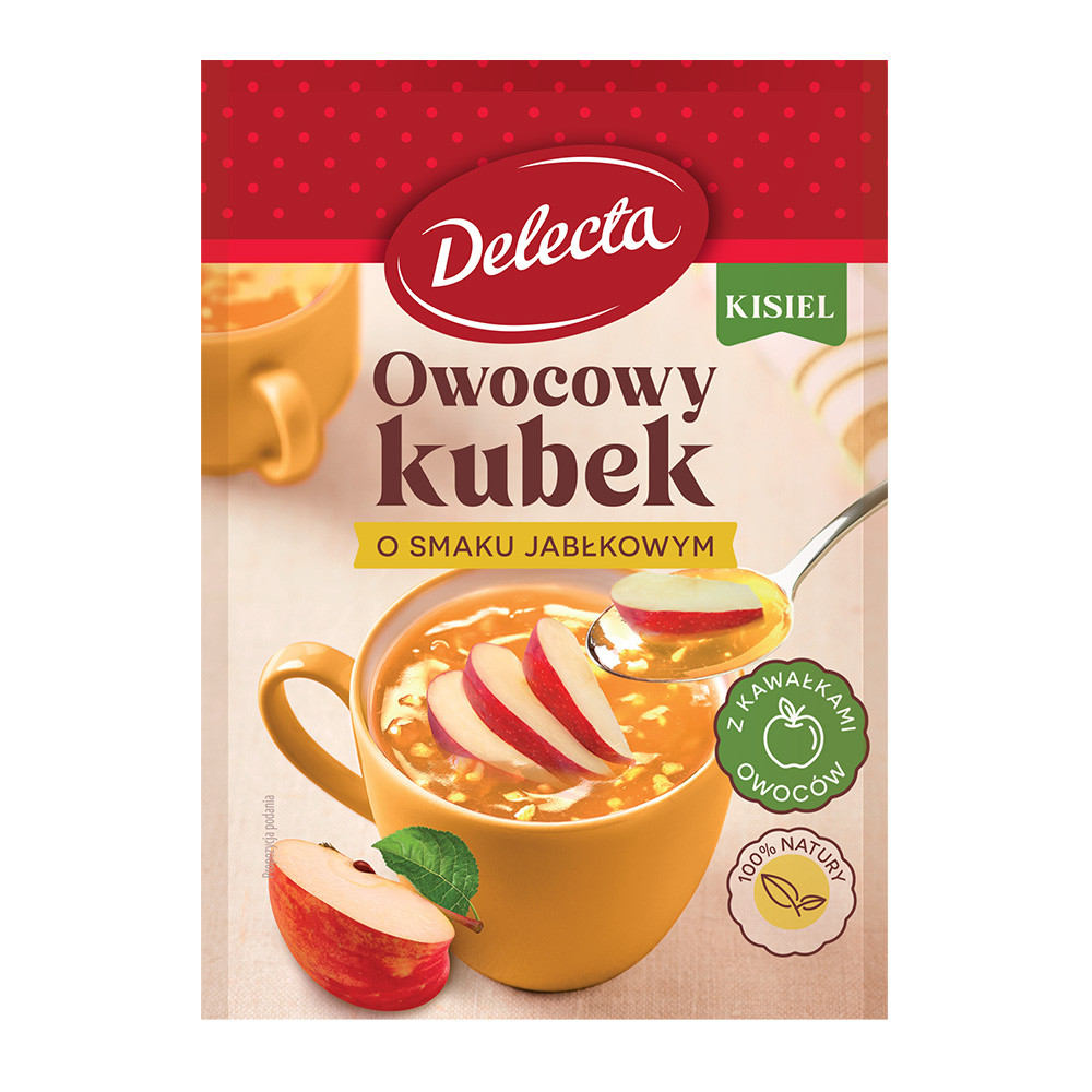Delecta Owocowy kubek NATURA Kisiel o sm. jabłkowy z kawałkami owoców 30 g