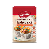 Delecta Babeczki marchewkowe z lukrem pomarańczowym i posypką 360g
